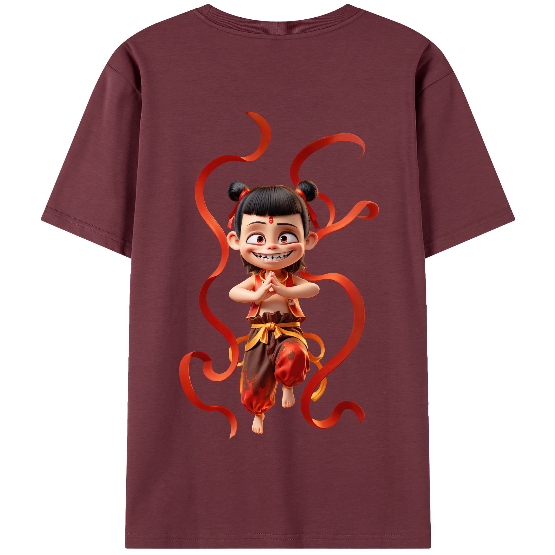 （画像用） Ne Zha 2 ナタ 魔童の大暴れ 綿100％半袖Tシャツ（背面プリント）